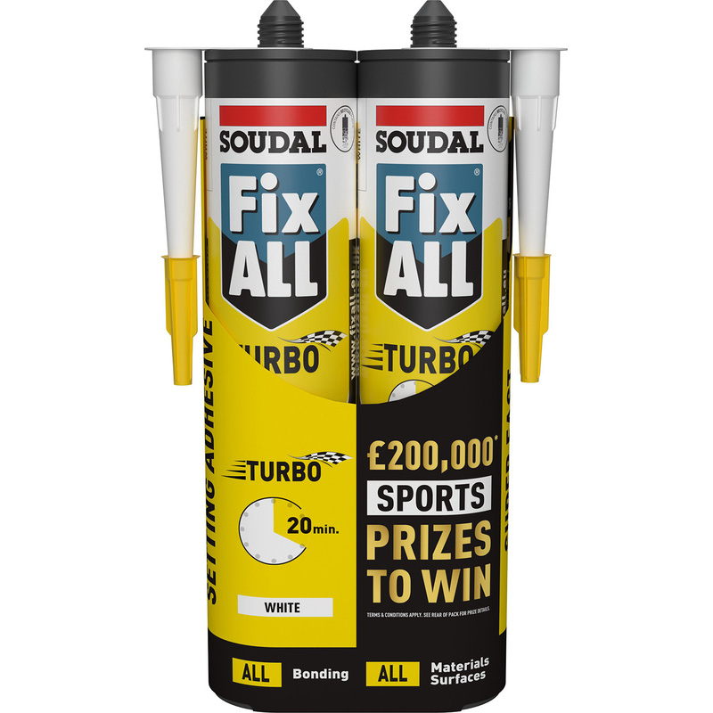 Soudal Fix All High Tack Adhesive & Sealant Turbo Twin Pack 290ml White