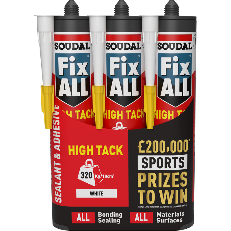 Triple Pack Soudal Fix All High Tack Adhesive & Sealant Triple Pack 290ml White